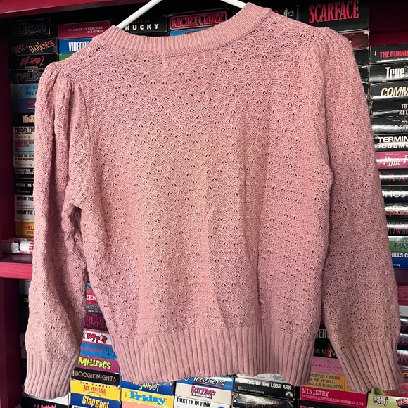 Spooky Cute Pink cropped-ish Cardigan with BATS small - Picture 4 of 4